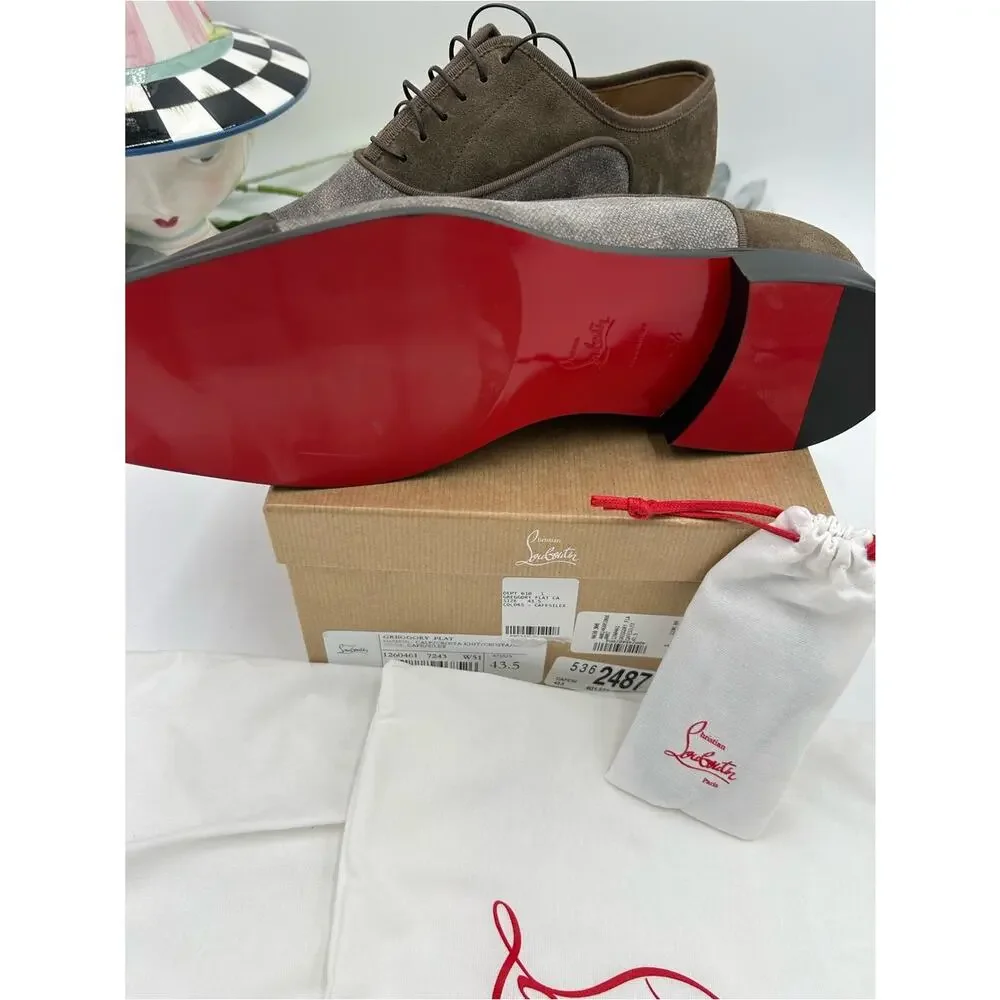 Men's Christian Louboutin Gregory velvet Twill and Leather Oxford's size 43.5